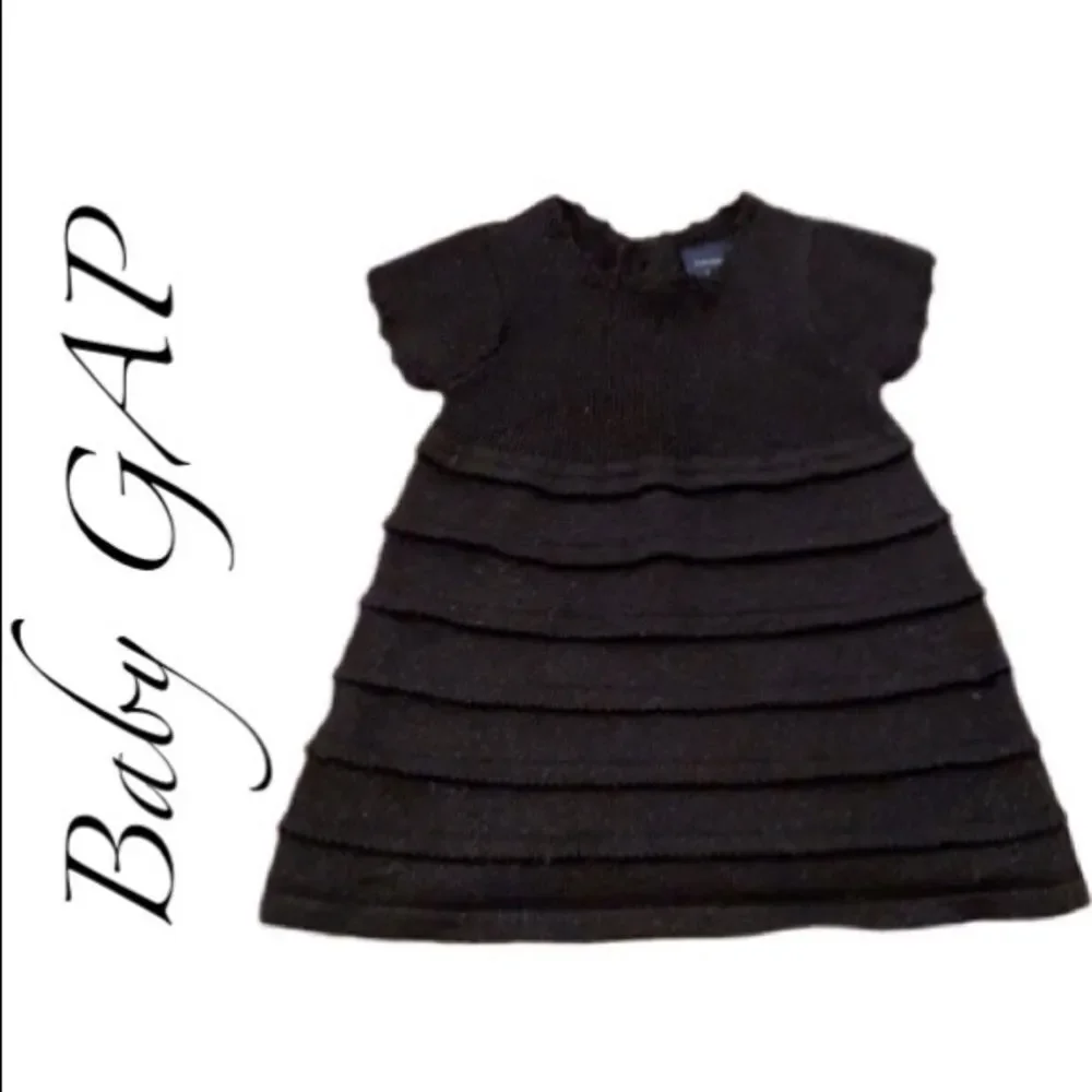 Gap Baby Dress Black Knit Silver Flecks Casual or Dressy Infant Size 0-3 Months